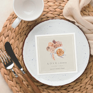 Boho-Blumen-Kaffee "Die Liebe brodelt" Brautparty Serviette