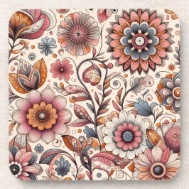 Boho-Blumen-Kork-Untersetzer-Set aus 6 Teilen Getränkeuntersetzer