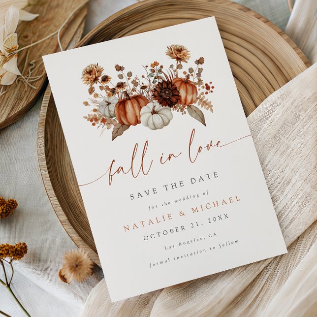 Boho-Blumen-Kürbis-Herbsthochzeit Save The Date (Von Creator hochgeladen)