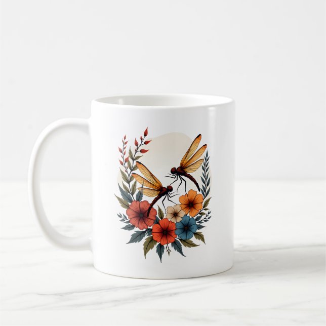 Boho-Blumen-Libelle Kaffeetasse (Links)