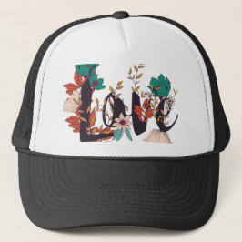 Boho-Blumen-Liebe-Grafik-Truckerhut Truckerkappe