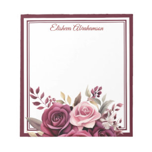 Boho Blumen Lila Rosen Notizblock