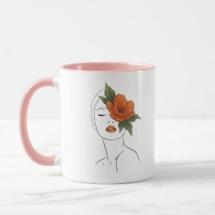 Boho-Blumen-Linienkunst-Frauen-Tasse Tasse