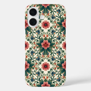 Boho-Blumen-Magie - in Grün- und Rosatönen iPhone 16 Hülle