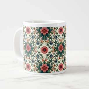 Boho-Blumen-Magie - in Grün- und Rosatönen Jumbo-Tasse