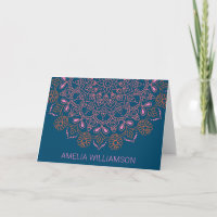 Boho-Blumen-Mandala Blaue Personalisierte Korrespo