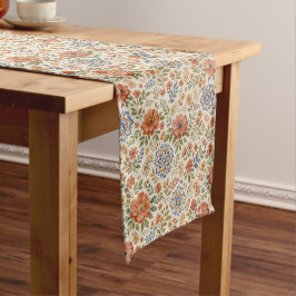 Boho-Blumen-Mandala-Paisley-Botanik-Muster Kurzer Tischläufer