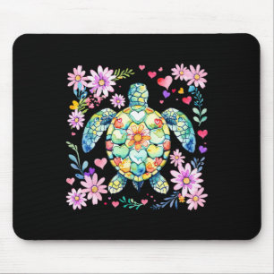 Boho-Blumen-Meeres-Schildkröte-Ozean-Tier-Sommer-V Mousepad