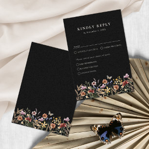 Boho-Blumen mit Mahlzeiten RSVP Karte