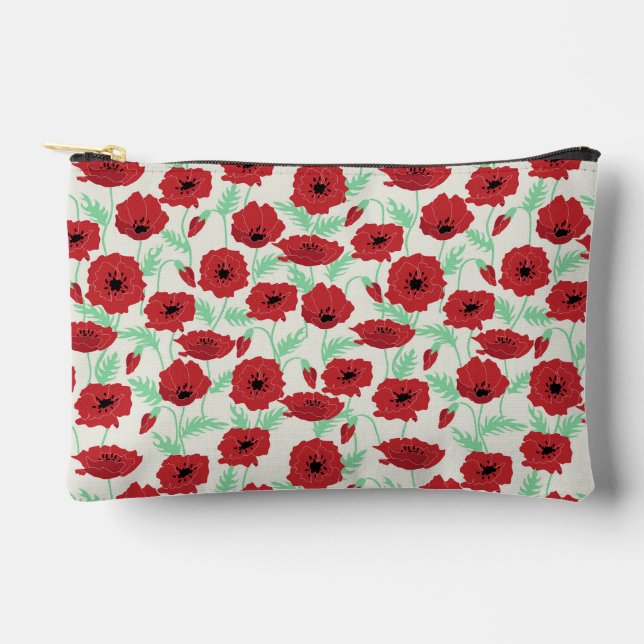 Boho-Blumen-Mohnmuster Zubehörtasche (Vorderseite)