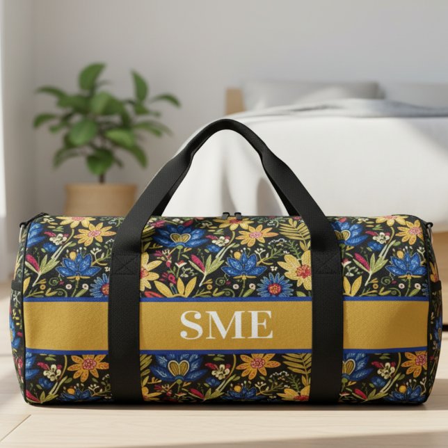 Boho-Blumen-Monogramm-Geschenk für Sie Duffle Bag (Afro Bohemian Floral Monogram Duffle Bag)