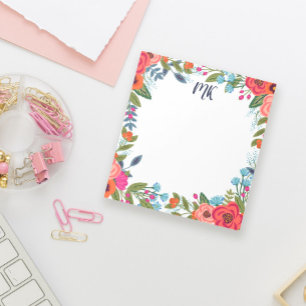 Boho-Blumen-Monogramm Notizblock