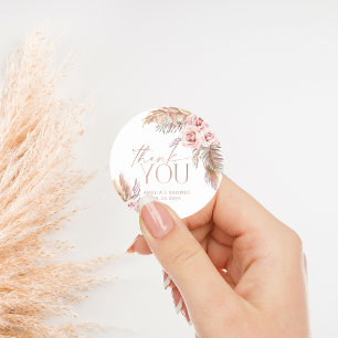 Boho-Blumen Pampas Rosen Gold Danke Runder Aufkleber