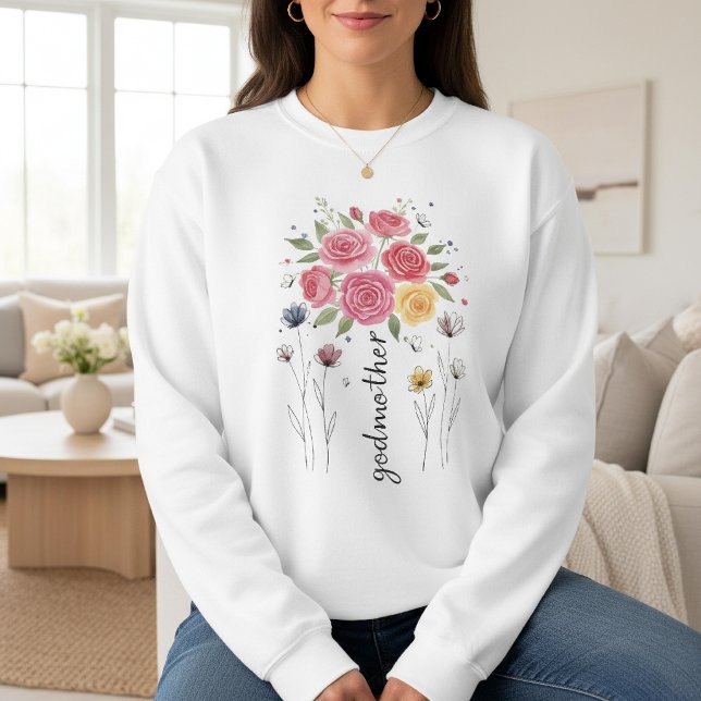 Boho Blumen Patentante Bouquet Muttertagsgeschenk Sweatshirt (Von Creator hochgeladen)