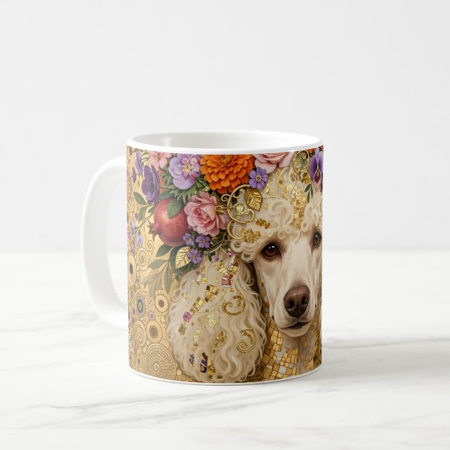 Boho-Blumen-Pudel  Kaffeetasse (Vorderseite Links)
