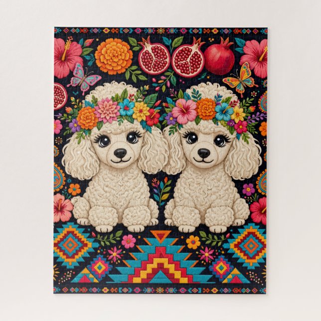 Boho-Blumen-Pudel-Puzzle (Vertikal)