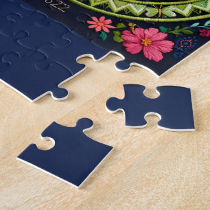 Boho-Blumen-Pudel-Puzzle