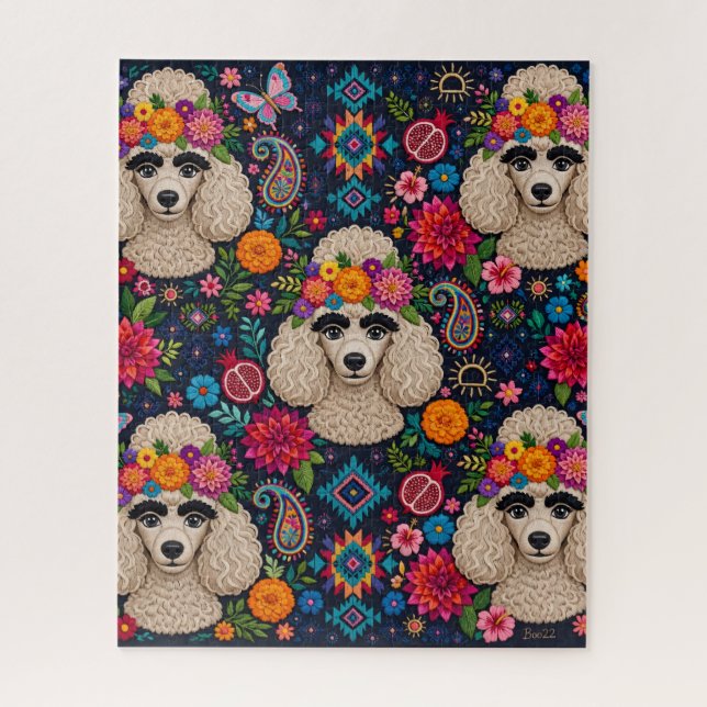 Boho-Blumen-Pudel-Puzzle (Vertikal)