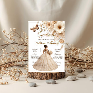 Boho-Blumen-Quinceañera-Einladung Einladung