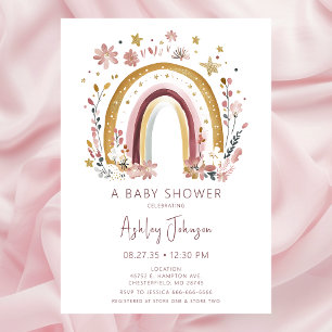 Boho-Blumen-Regenbogen-Baby-Shower-Einladung Einladung