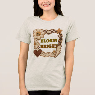 Boho-Blumen-Regenbogen-Patchwork-Design Gemütlic Tri-Blend Shirt