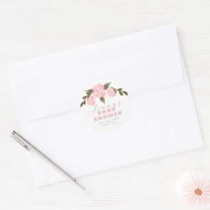 Boho-Blumen-Rosa-Mädchen-Baby-Shower-Dankeschön Runder Aufkleber
