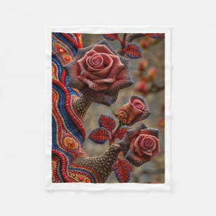 Boho-Blumen-Rosen-Decke Fleecedecke