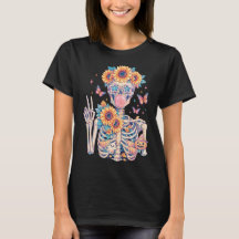 Boho-Blumen-Skelett-Sonnenblumen-Halloween-Kunst