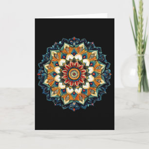 Boho-Blumen-Sonnen-Mandala für Meditation Karte