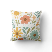 Boho-Blumen-Sonnenkissen | Text/Name hinzufügen
