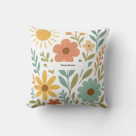 Boho-Blumen-Sonnenkissen | Text/Name hinzufügen Kissen