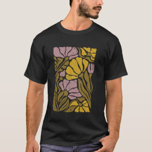 Boho-Blumen-T-Shirt, Retro-Botanik-Wildblumengarte T-Shirt