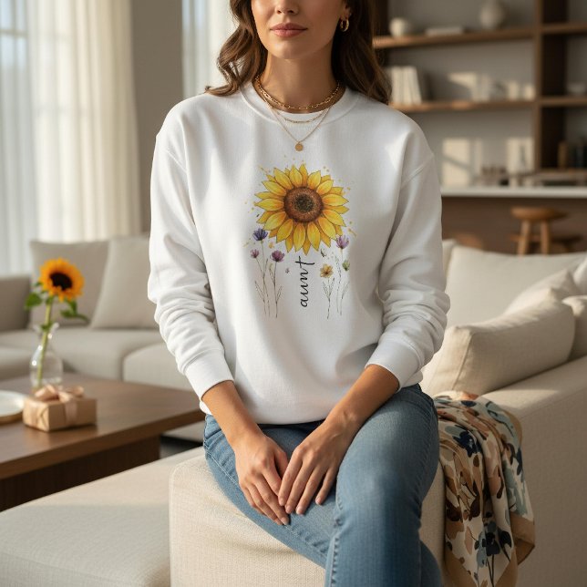 Boho Blumen Tante Sonnenblume Muttertagsgeschenk Sweatshirt (Von Creator hochgeladen)