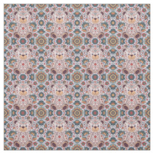 Boho-Blumen-Teddybär und ornamentales Mandala-Naht Stoff