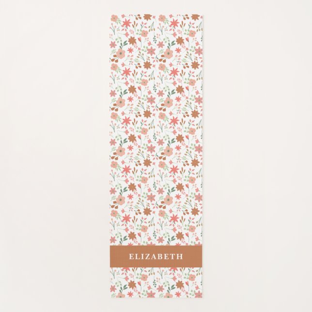 Boho-Blumen-Terrakotta-Moderne Personalisierte Yogamatte (Vorderseite)