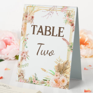 Boho-Blumen-Tischnummer  Tischaufsteller