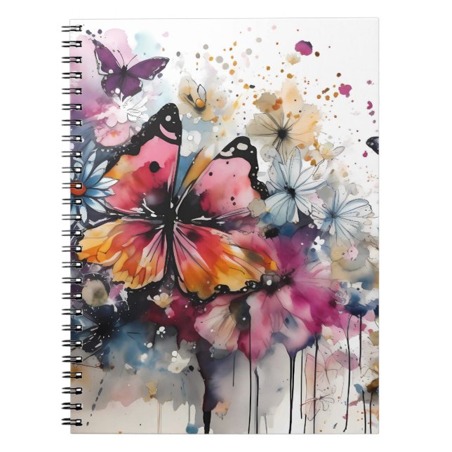 Boho-Blumen-Tuschemalerei Notizblock (Vorderseite)