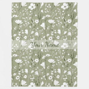 Boho-Blumen Wildblumen Salbei Grün Personalisiert  Fleecedecke