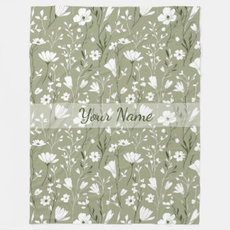 Boho-Blumen Wildblumen Salbei Grün Personalisiert  Fleecedecke