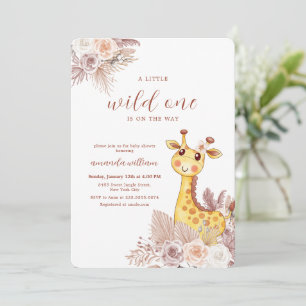 Boho-Blumen-Wildnis-Safari-Giraffen-Baby-Party Einladung