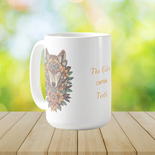 Boho-Blumen-Wolf-Psychedelic-Art Kaffeetasse