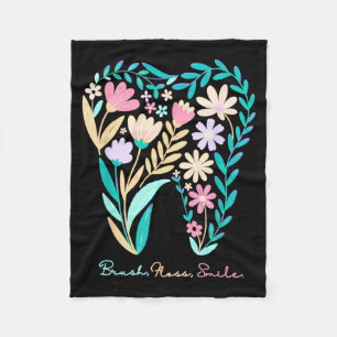 Boho-Blumen-Zahn-Blume-Zahnarzt-Student-Dental Fleecedecke