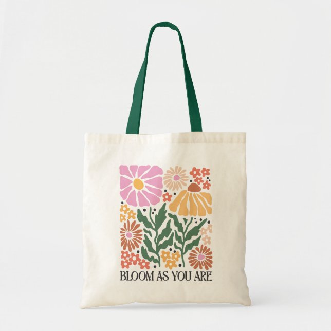 Boho-Blumen-Zitate Tragetasche (Vorne)