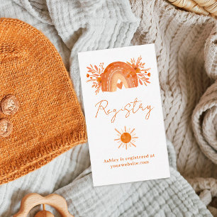 Boho blumenbogenorange Babydusche Begleitkarte