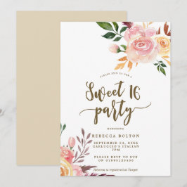 Boho Blumenfeder Sweet 16 Einladung