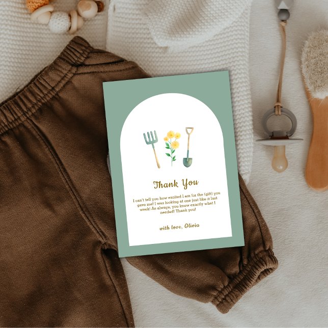 Boho Blumengartendusche Dankeskarte (Locally Grown Boho Floral Gardening Baby Shower Thank You Card)