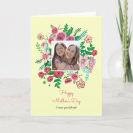 Boho blumengelbe Mütter Tag zeichnend Karte