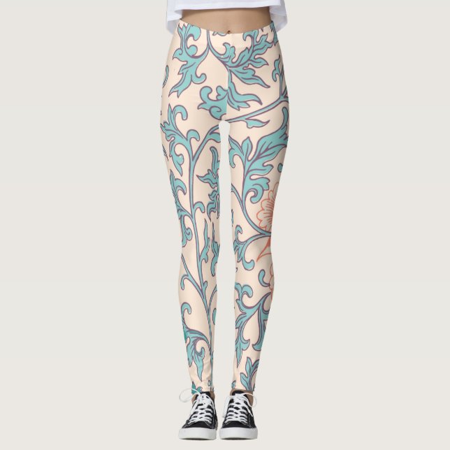 Boho blumengeschmückt, asiatischer bohischer Stil Leggings (Vorderseite)