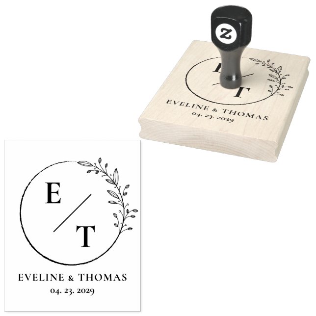 Boho Blumenhain Logo für die botanische Hochzeit Gummistempel (Stempel)