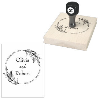 Boho Blumenhain Logo für die botanische Hochzeit Gummistempel